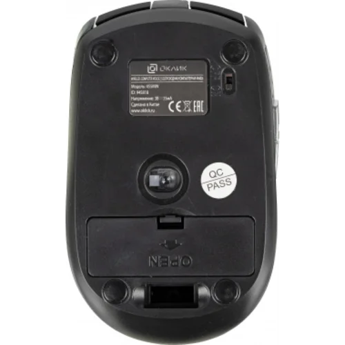 Мышь Оклик 455MW черный оптическая (1600dpi) беспроводная USB для ноутбука (6but)