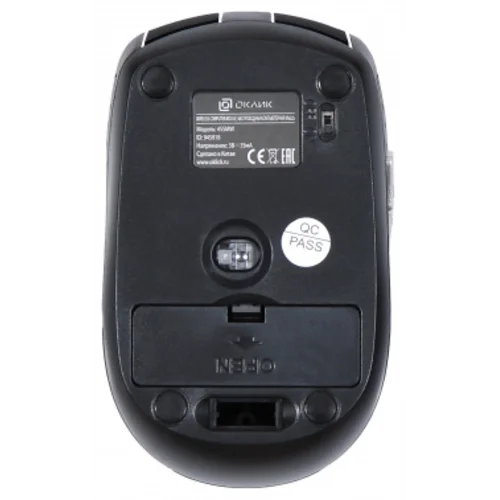 Мышь Оклик 455MW черный оптическая (1600dpi) беспроводная USB для ноутбука (6but)