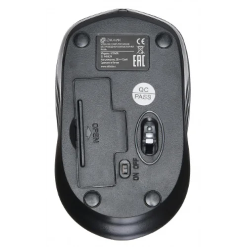 Мышь Оклик 475MW черный/серый оптическая (1000dpi) беспроводная USB для ноутбука (3but)