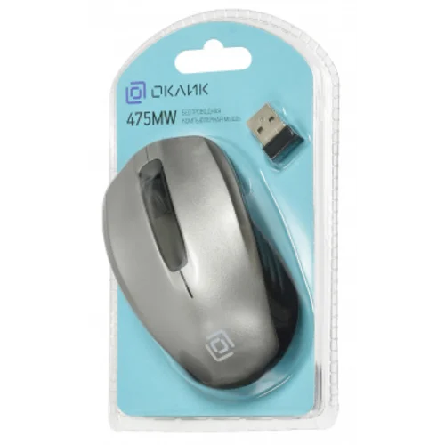 Мышь Оклик 475MW черный/серый оптическая (1000dpi) беспроводная USB для ноутбука (3but)