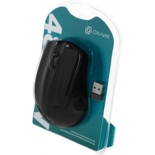 Мышь Оклик 485MW черный оптическая (1600dpi) беспроводная USB для ноутбука (3but)