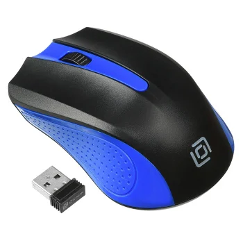 Мышь Оклик 485MW черный/синий оптическая (1000dpi) беспроводная USB для ноутбука (3but)