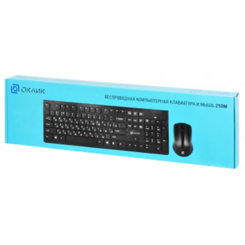 Клавиатура + мышь Оклик 250M клав:черный мышь:черный USB беспроводная slim (997834)