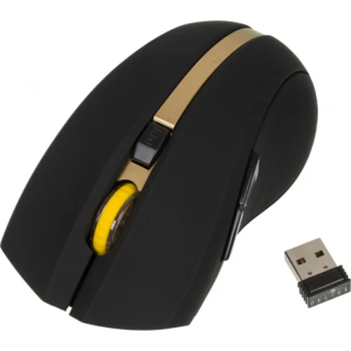 Мышь Оклик 495MW черный/золотистый оптическая (1600dpi) беспроводная USB для ноутбука (6but)