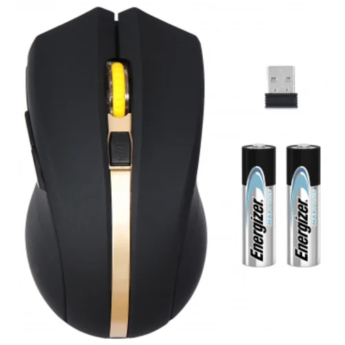 Мышь Оклик 495MW черный/золотистый оптическая (1600dpi) беспроводная USB для ноутбука (6but)