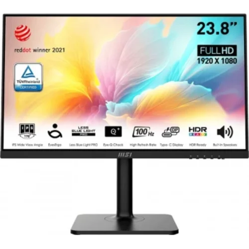Монитор MSI 23.8" Modern MD2412P черный IPS LED 1ms 16:9 HDMI M/M матовая HAS Piv 300cd 178гр/178гр