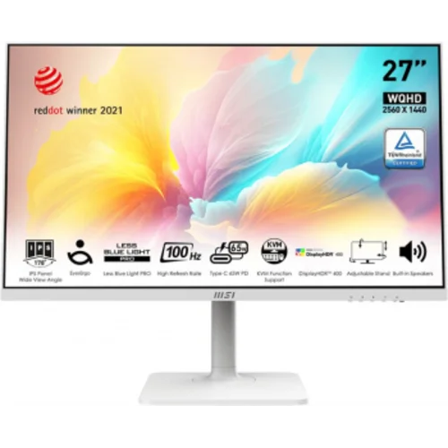 Монитор MSI 27" Modern MD272QXPW белый IPS LED 1ms 16:9 HDMI M/M матовая HAS Piv 400cd 178гр/178гр 2