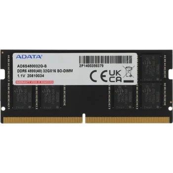 Память DDR5 32GB 4800MHz A-Data AD5S480032G-S RTL PC4-38400 CL40 SO-DIMM 262-pin 1.1В