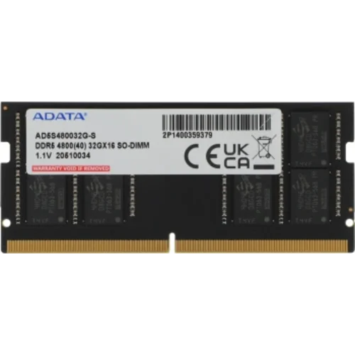 Память DDR5 32GB 4800MHz A-Data AD5S480032G-S RTL PC4-38400 CL40 SO-DIMM 262-pin 1.1В