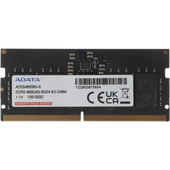 Память DDR5 8GB 4800MHz A-Data AD5S48008G-S RTL PC4-38400 CL40 SO-DIMM 262-pin 1.1В