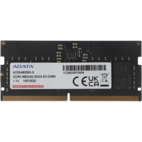 Память DDR5 8GB 4800MHz A-Data AD5S48008G-S RTL PC4-38400 CL40 SO-DIMM 262-pin 1.1В