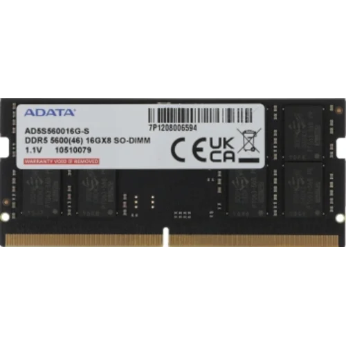 Память DDR5 16GB 5600MHz A-Data AD5S560016G-S RTL PC5-44800 CL46 SO-DIMM 262-pin 1.1В