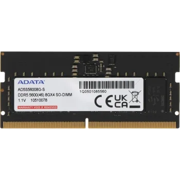 Память DDR5 8GB 5600MHz A-Data AD5S56008G-S RTL PC5-44800 CL46 SO-DIMM 262-pin 1.1В
