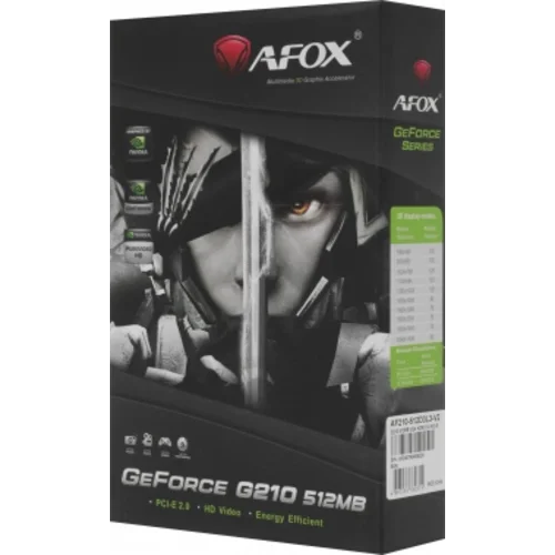 Видеокарта Afox PCI-E 2.0 AF210-512D3L3-V2 NVIDIA G210 512Mb 64bit DDR3 550/1600 DVIx1 HDMIx1 CRTx1 HDCP Ret low profil
