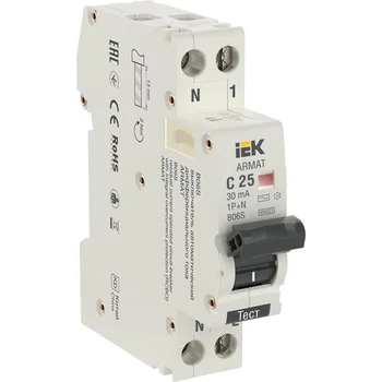 Выключатель автоматический дифференциального тока 2п (1P+N) C 25А 30мА тип AC АВДТ B06S 18мм ARMAT I