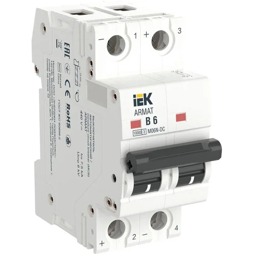 Выключатель автоматический модульный 2п B 6А M06N-DC ARMAT IEK AR-M06N-2-B006DC