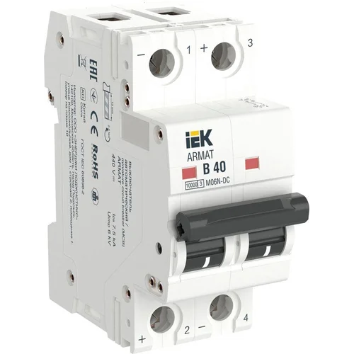 Выключатель автоматический модульный 2п B 40А M06N-DC ARMAT IEK AR-M06N-2-B040DC