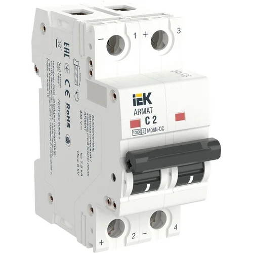 Выключатель автоматический модульный 2п C 2А M06N-DC ARMAT IEK AR-M06N-2-C002DC