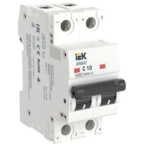 Выключатель автоматический модульный 2п C 10А M06N-DC ARMAT IEK AR-M06N-2-C010DC