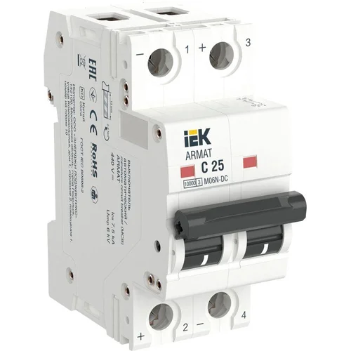 Выключатель автоматический модульный 2п C 25А M06N-DC ARMAT IEK AR-M06N-2-C025DC