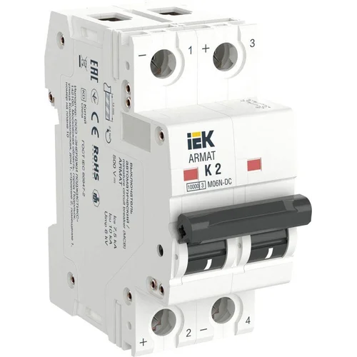 Выключатель автоматический модульный 2п K 2А M06N-DC ARMAT IEK AR-M06N-2-K002DC