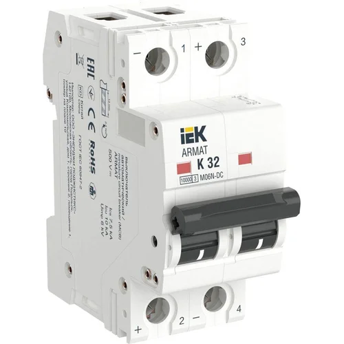 Выключатель автоматический модульный 2п K 32А M06N-DC ARMAT IEK AR-M06N-2-K032DC