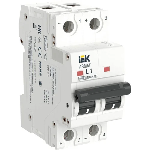 Выключатель автоматический модульный 2п L 1А M06N-DC ARMAT IEK AR-M06N-2-L001DC