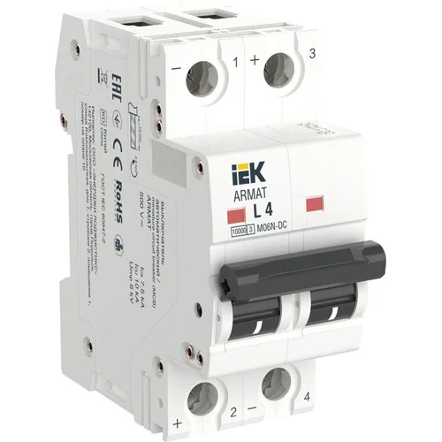 Выключатель автоматический модульный 2п L 4А M06N-DC ARMAT IEK AR-M06N-2-L004DC