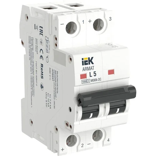 Выключатель автоматический модульный 2п L 5А M06N-DC ARMAT IEK AR-M06N-2-L005DC