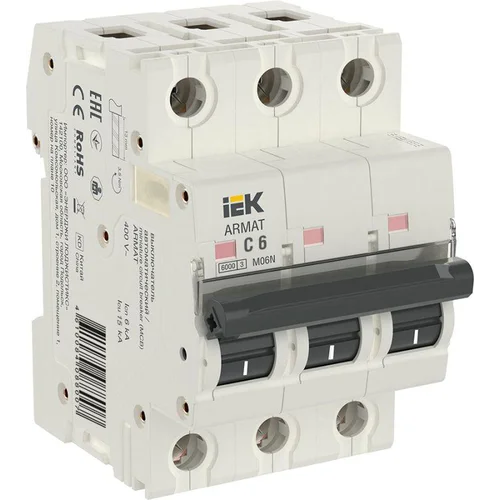 Выключатель автоматический модульный 3п C 6А M06N ARMAT IEK AR-M06N-3-C006