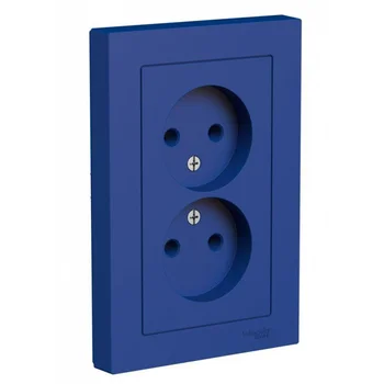 Розетка 2-м AtlasDesign 16А без заземл в сборе аквамарин SE ATN001120