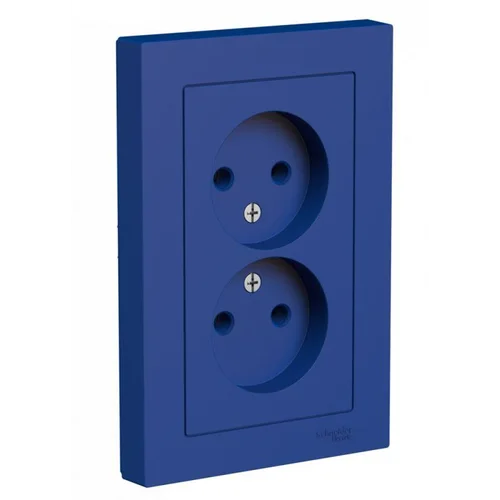 Розетка 2-м AtlasDesign 16А без заземл в сборе аквамарин SE ATN001120