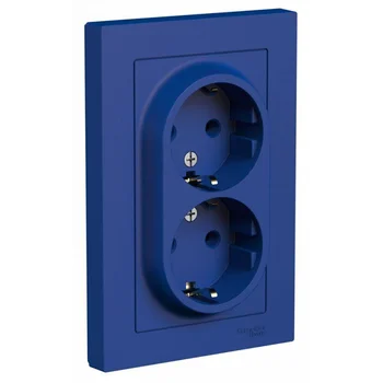 Розетка 2-м. AtlasDesign 16А с заземл. в сборе аквамарин SE ATN001124