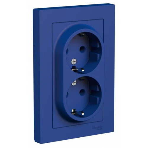 Розетка 2-м. AtlasDesign 16А с заземл. в сборе аквамарин SE ATN001124