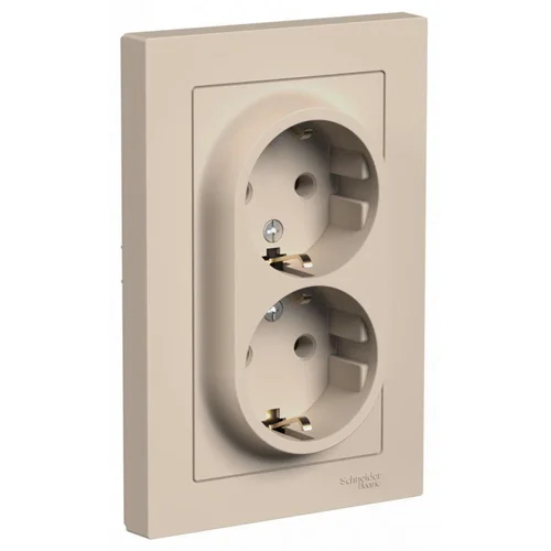 Розетка 2-м. AtlasDesign 16А с заземл. в сборе песочн. SE ATN001224