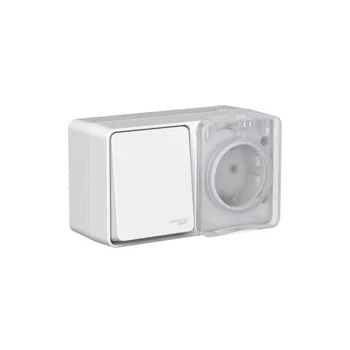 Блок ОП AtlasDesign PROFI IP54 (розетка 16А заземл. защ. шторки + 1-кл. выключатель 10А) сер. SE ATN