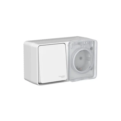 Блок ОП AtlasDesign PROFI IP54 (розетка 16А заземл. защ. шторки + 1-кл. выключатель 10А) сер. SE ATN