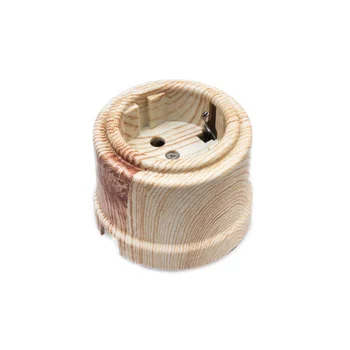 Розетка 1-м ОП Лизетта 16А IP20 ретро с заземл. ABS-пластик карельская сосна Bironi B1-101-13