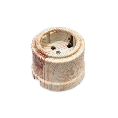 Розетка 1-м ОП Лизетта 16А IP20 ретро с заземл. ABS-пластик карельская сосна Bironi B1-101-13