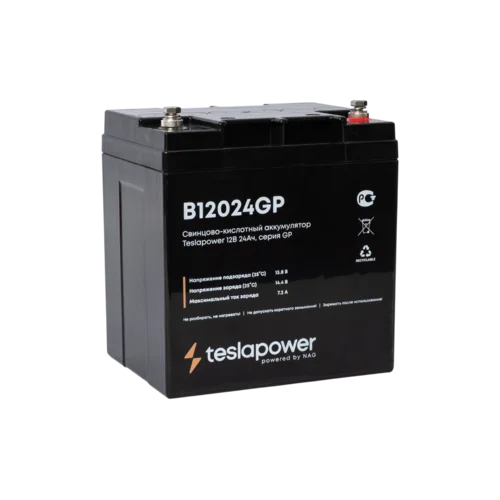 Свинцово-кислотный аккумулятор teslapower 12В 24Ач, серия GP