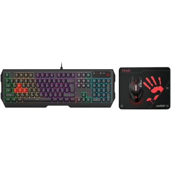 Клавиатура + мышь A4Tech Bloody B1700 клав:черный мышь:черный USB LED