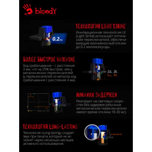 Клавиатура A4Tech Bloody B808N механическая черный/серый USB for gamer LED