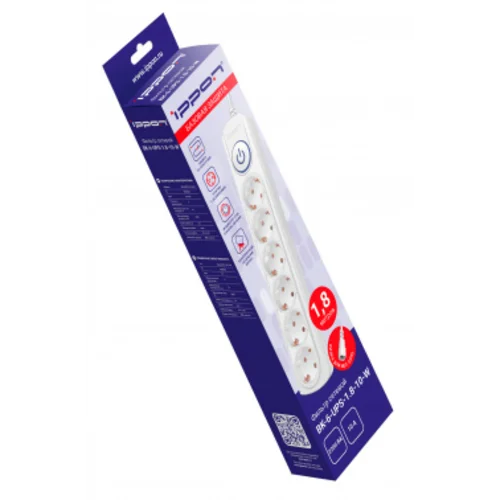 Сетевой фильтр Ippon BK-6-UPS-1.8-10-W 1.8м (6 розеток) белый (коробка)