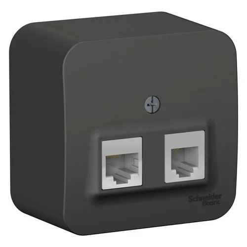Розетка компьютерная + телефонная 2-м ОП Blanca RJ45 кат.5E + RJ11 с изолир. пластиной антрацит SE B