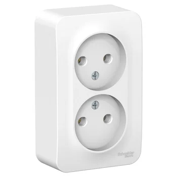 Розетка 2-м ОП Blanca 16А IP20 250В без заземл. без защ. шторок с изолир. пластиной бел. SE BLNRA000