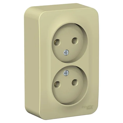 Розетка 2-м ОП Blanca 16А IP20 250В без заземл. без защ. шторок с изолир. пластиной беж. SE BLNRA000