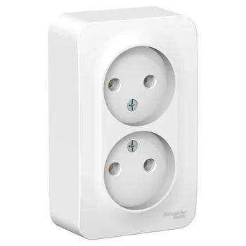 Розетка 2-м ОП Blanca 16А IP20 250В без заземл. без защ. шторок с металлич. пластиной бел. SE BLNRA0