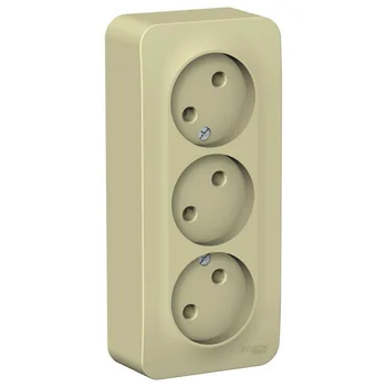 Розетка 3-м ОП Blanca 16А IP20 250В без заземл. без защ. шторок с изолир. пластиной беж. SE BLNRA000