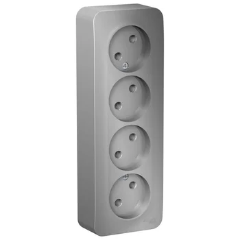 Розетка 4-м ОП Blanca 16А IP20 250В без заземл. без защ. шторок с изолир. пластиной алюм. SE BLNRA00