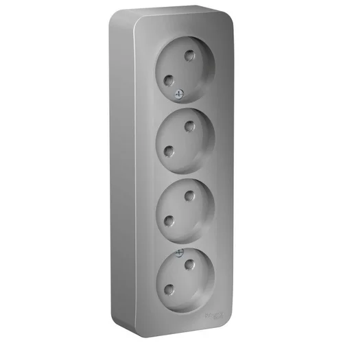 Розетка 4-м ОП Blanca 16А IP20 250В без заземл. без защ. шторок с изолир. пластиной алюм. SE BLNRA00